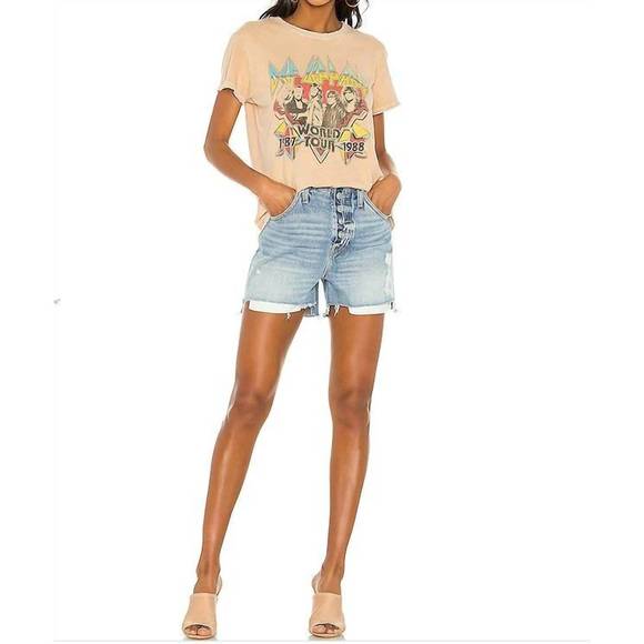 NEW HUDSON distressed in ritual wash sloane step hem shorts in ritual blue - Picture 4 of 4